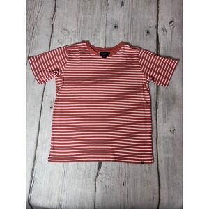 Pendleton Striped Crew Neck T Shirt Orange White Cotton Blend Women's Medium‎